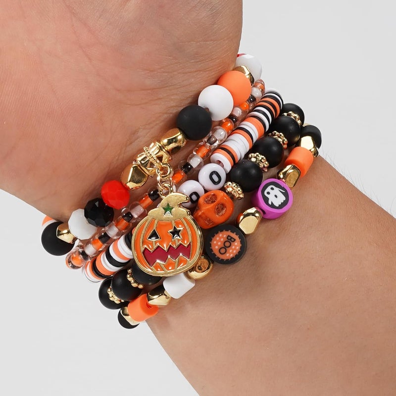 Lonext Halloween Bracelets Stackable Heishi Beaded Stretch Bracelets - Image 3